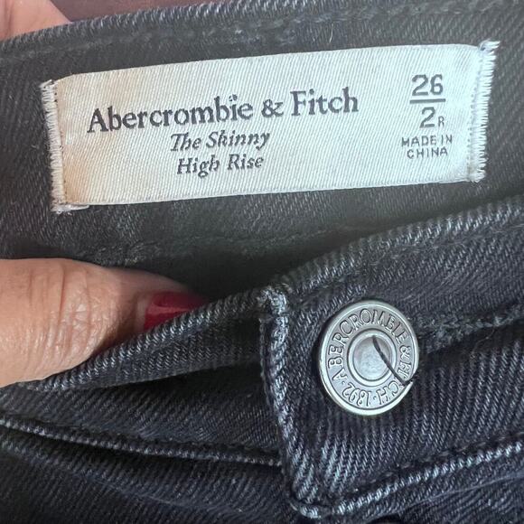 Abercrombie & Fitch Womens The Skinny High Rise Denim Black Buttonfly Sz 26/2R - Picture 6 of 8